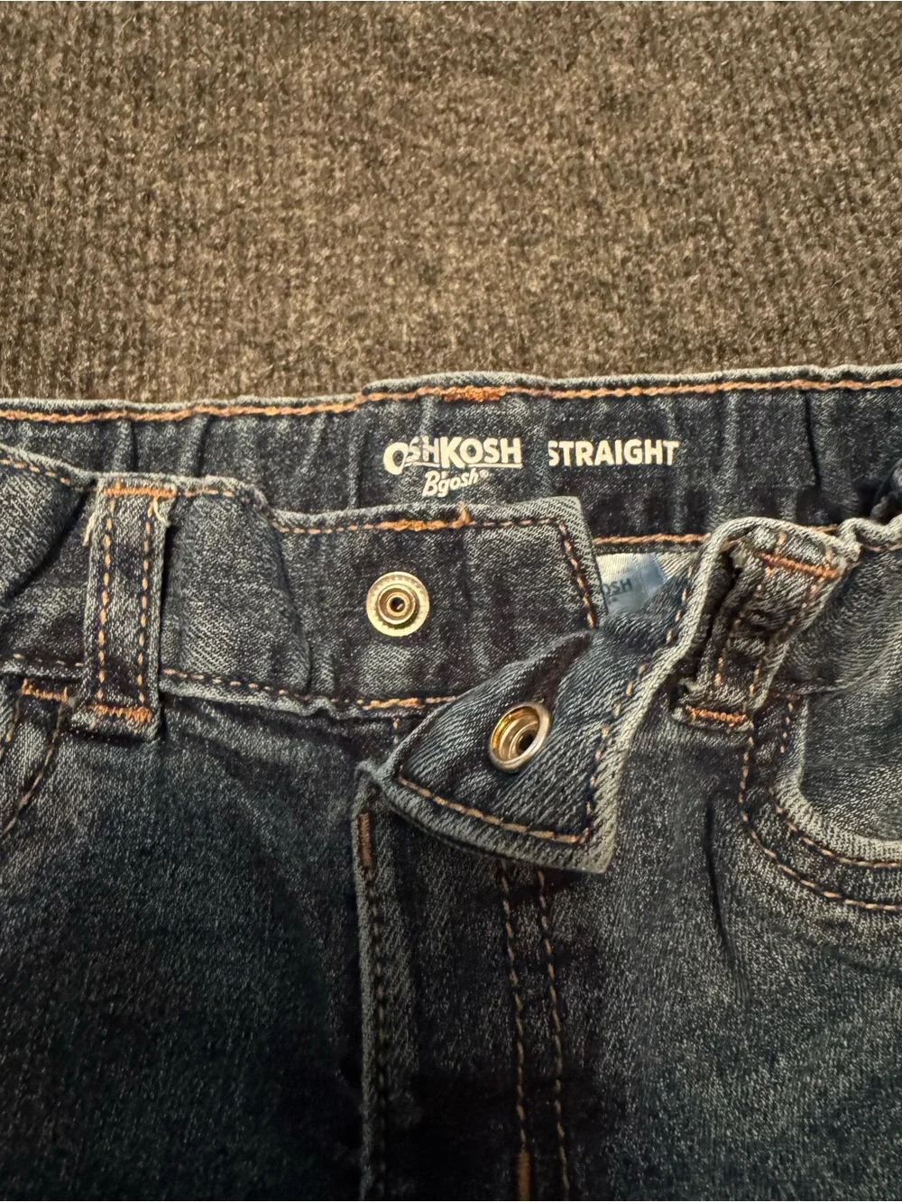 OshKosh B'gosh Boys Straight Jeans 5T Adjustable Waist Blue Denim Classic